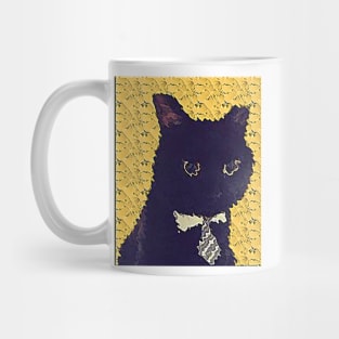 Black Business Cat Kitten With Yellow Tie With Yellow Tie Mug